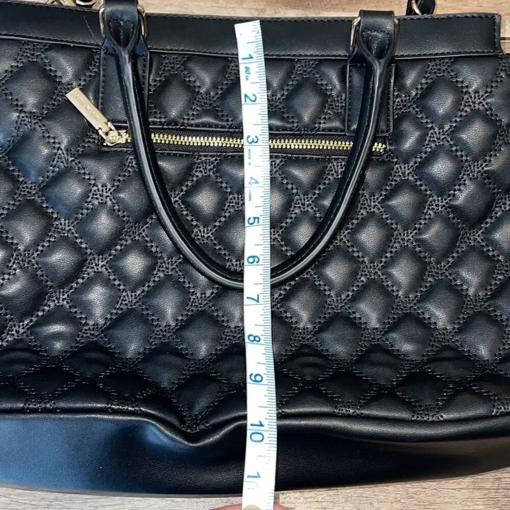 Ann Klein Womens Quilted Double‎ Handles Satchel Bag Black One Size NWOT